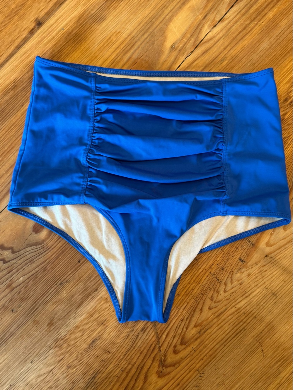 Kortni Jeane Royal Blue High-Waist Ruched Bikini Bottoms